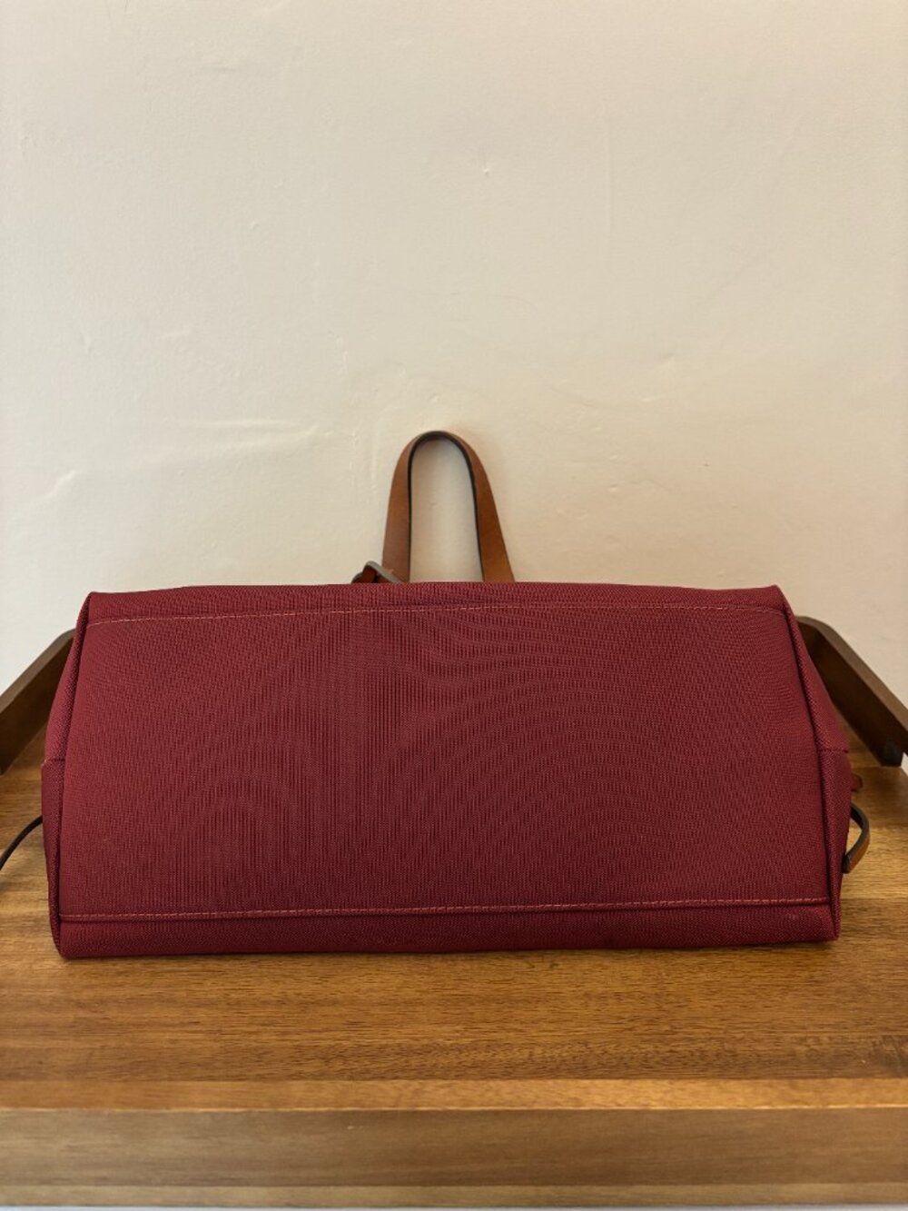 Dooney & Bourke Maroon Burgundy Nylon Brown Leather Large Domed Satchel - Picture 6 of 15